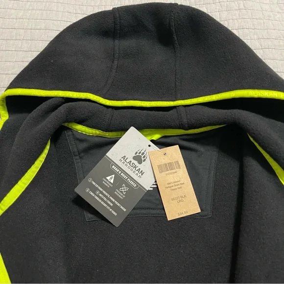 Alaskan HardGear by Duluth Trading Men's Fleece Hooded Black Full Zip Vest Large - Picture 3 of 9